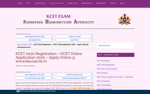 KCET Application Form 2020 | KCET Online Application ...