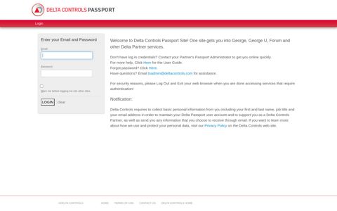 Delta Controls Passport Login
