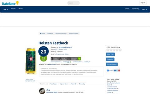 Holsten Festbock - Rate Beer