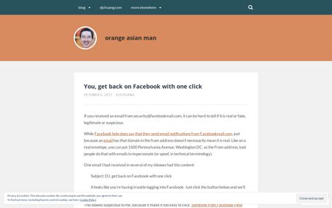 You, get back on Facebook with one click – orange asian man