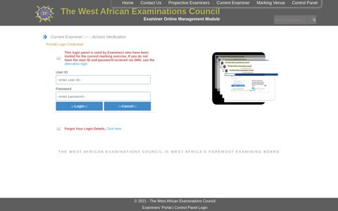 Examiner Portal - Examiner Login - WAEC Examiners Portal