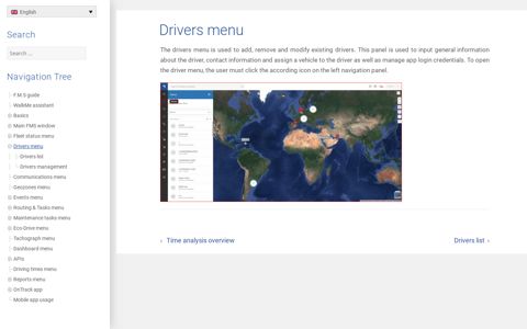 Drivers menu – FMS documentation
