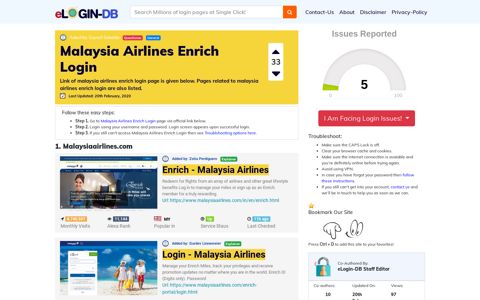 Malaysia Airlines Enrich Login