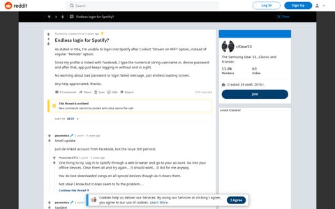Endless login for Spotify? : GearS3 - Reddit