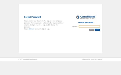 Forgot ... - Consolidated Communications | Enterprise Portal