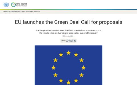 EU launches the Green Deal Call for proposals | One Planet ...