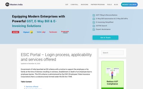 ESIC Portal – Login process, applicability and ... - Masters India