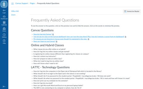 Frequently Asked Questions: Canvas Support