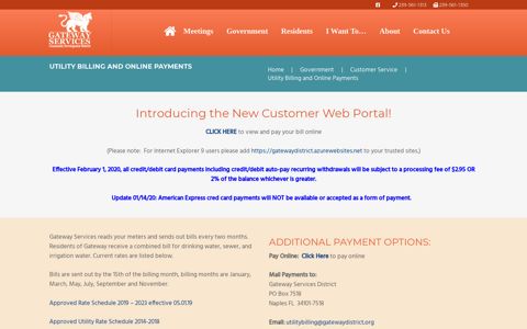 Utility Billing and Online Payments - Gateway District