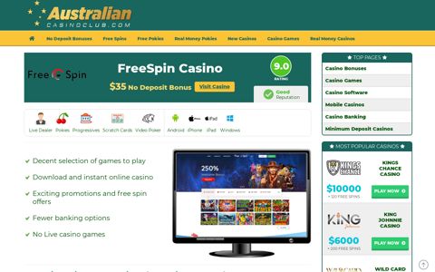 FreeSpin Casino | EXCLUSIVE $35 No Deposit Cash Bonus