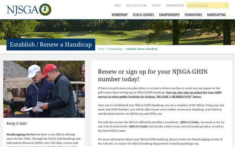 Establish / Renew a Handicap | New Jersey State Golf ...