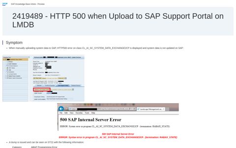 2419489 - HTTP 500 when Upload to SAP Support Portal on ...
