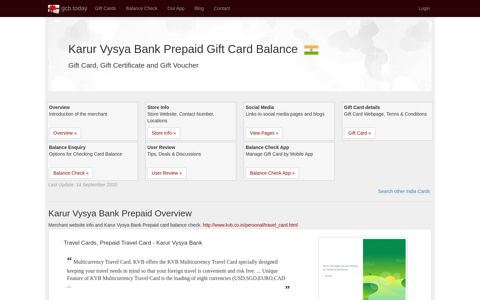 Karur Vysya Bank Prepaid | Gift Card Balance Check ...