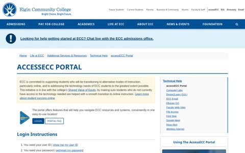 accessECC Portal - Elgin Community College (ECC)