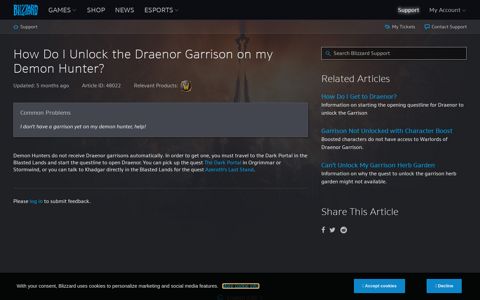 How Do I Unlock the Draenor Garrison on my Demon Hunter ...
