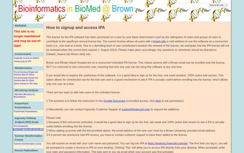 How to signup and access IPA - Bioinformatics in BioMed