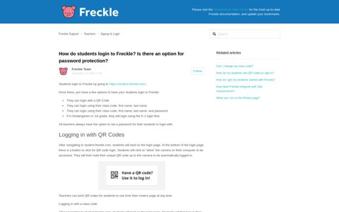 How do students login to Freckle? Is there an option for ...