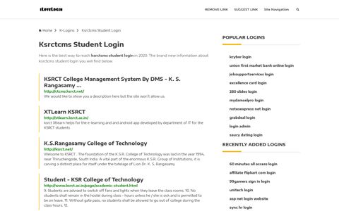 Ksrctcms Student Login ❤️ One Click Access