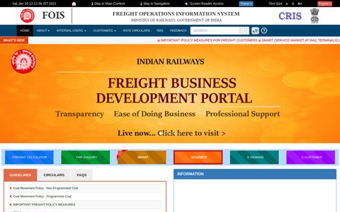 FOIS-HOME PAGE - Indian Railways