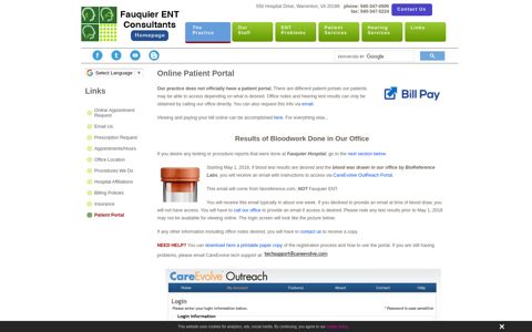 Online Patient Portal - Fauquier ENT
