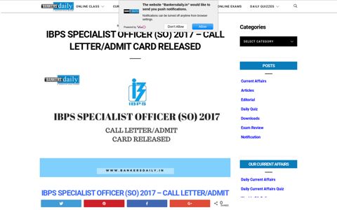 IBPS Specialist Officer (SO) 2017 - CALL LETTER/ADMIT ...