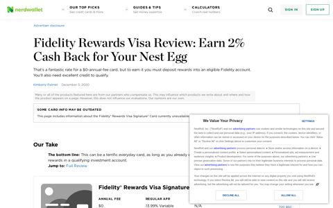 Fidelity Rewards Visa Review: 2% Back for Your Nest Egg ...