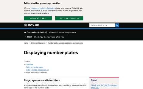 Displaying number plates: Flags, symbols and identifiers ...