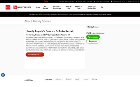 About Handy Service | Handy Toyota