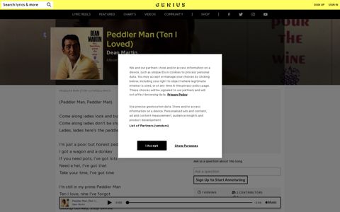 Dean Martin – Peddler Man (Ten I Loved) Lyrics | Genius Lyrics