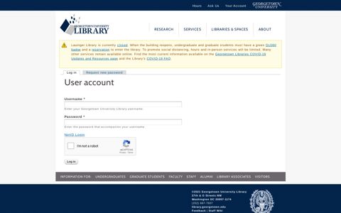 User account | Georgetown University Library