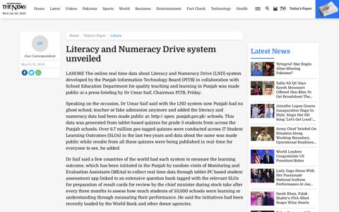 Literacy and Numeracy Drive system unveiled