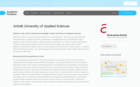 Jobs at Anhalt University of Applied Sciences - Academic ...
