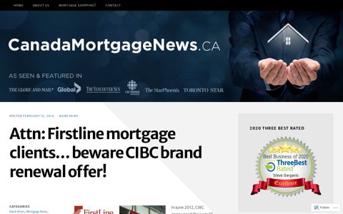 Attn: Firstline mortgage clients… beware CIBC brand renewal ...