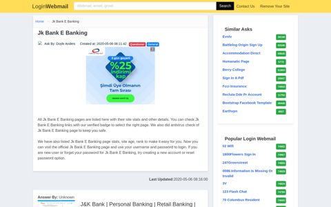 Login Jk Bank E Banking or Register New Account
