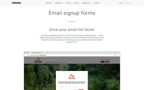 Email signup forms | Email Marketing Features | Emma Email ...