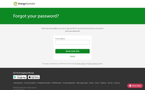 Forgot your My Account password? | EnergyAustralia