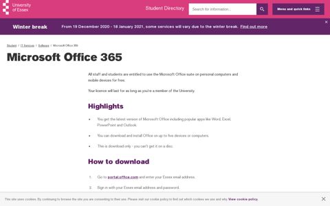 Microsoft Office 365 | University of Essex