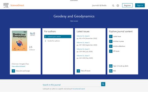 Geodesy and Geodynamics | Journal | ScienceDirect.com by ...
