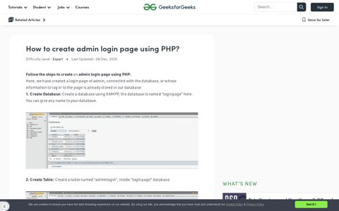 How to create admin login page using PHP? - GeeksforGeeks