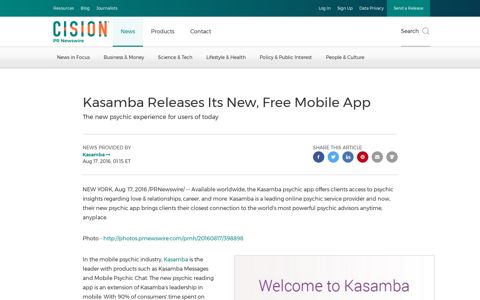 Kasamba Releases Its New, Free Mobile App - PR Newswire