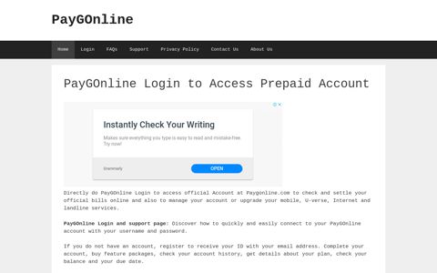 PayGOnline Login to Access Prepaid Account