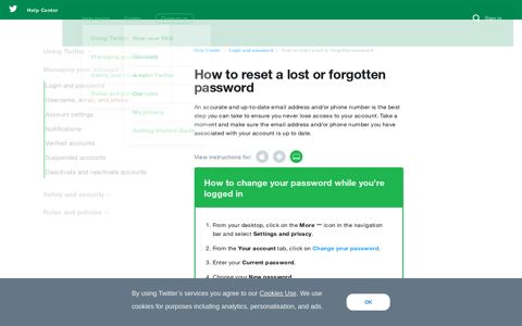 How to reset a lost or forgotten password - Twitter Help Center