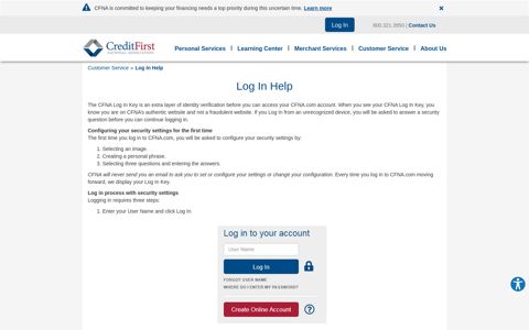 Log In Help - Customer Service | CFNA