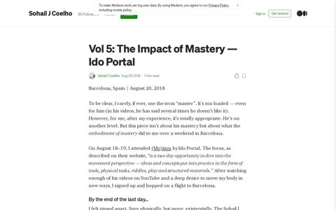 Vol 5: The Impact of Mastery — Ido Portal | by Sohail J Coelho ...