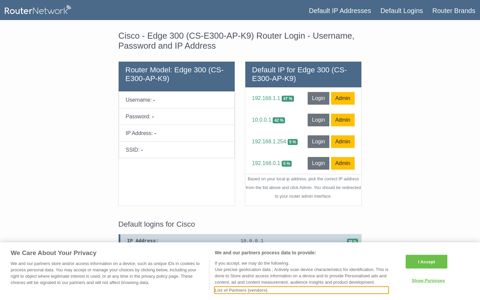 Cisco - Edge 300 (CS-E300-AP-K9) Default Login and ...