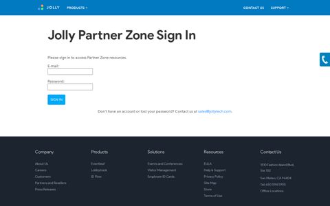 Jolly Partner Zone Login - Jolly Technologies