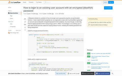 How to login to an existing user account with an encrypted ...