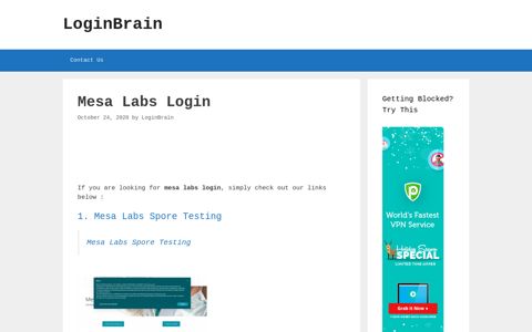 Mesa Labs - Mesa Labs Spore Testing - LoginBrain
