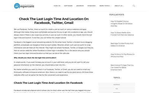 Check The Last Login Time and Location on Facebook