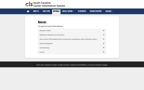 South Carolina Career Information System | Materials